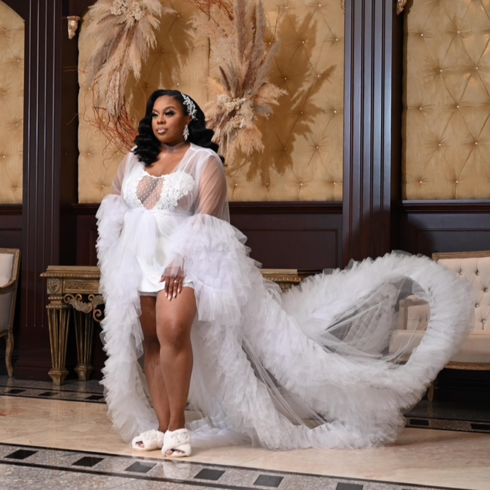White Ruffle Bridal/Maternity Robe
